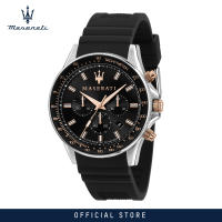 [2 Years Warranty] Maserati Sfida Black Silicon Band Quartz Chronograph 44mm Mens Watch R8871640002 With Luminous Dial Hands