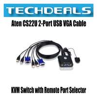 Aten CS22U 2-Port USB VGA Cable KVM Switch with Remote Port Selector