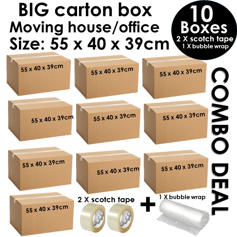 10pcs big carton box | Carton Box | Moving House Box | Cardboard Box | Packaging box size: 55 x 40 x 39cm