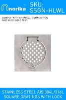 ″NORIKA®″ Stainless Steel AISI304 & AISI316L Bathroom Toilet Square Floor Trap Cover Grating With Hole and Lock Vandal Proof 100mmx100mm or 150mmx150mm or 200mmx200mm
