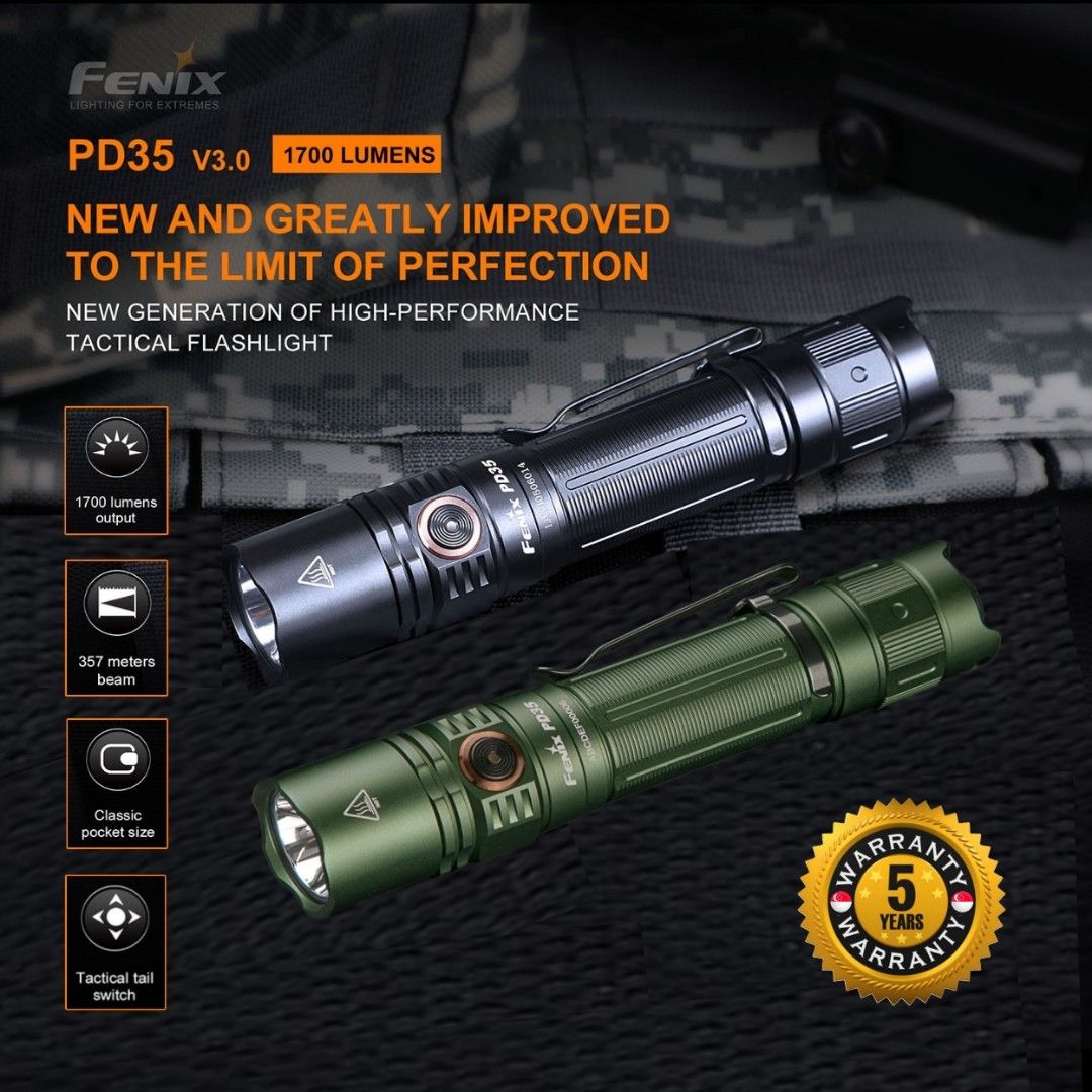 Fenix PD35 V3 Tactical Flashlight [1700 Lumens 357 Meters Throw]