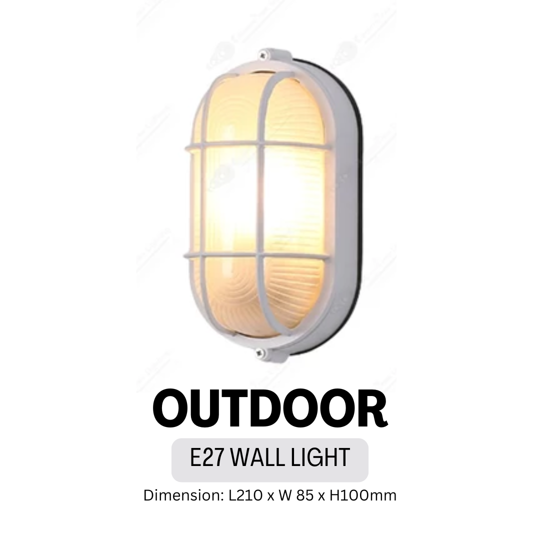 Outdoor Waterproof Wall Light Aluminium Black White E27