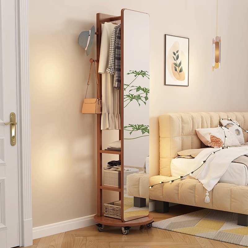 [3S Furniture] Enhanced Wood Multi-Functional Dressing Cabinet with Full-Length Mirror and Movable Wheel* FREE DELIVERY&INSTALL *