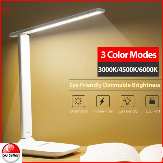 (Local Seller) LED Light Dimmable Bedside Desk Table Lamp Adjustable Study/Work/Reading Light Eye Care Protection