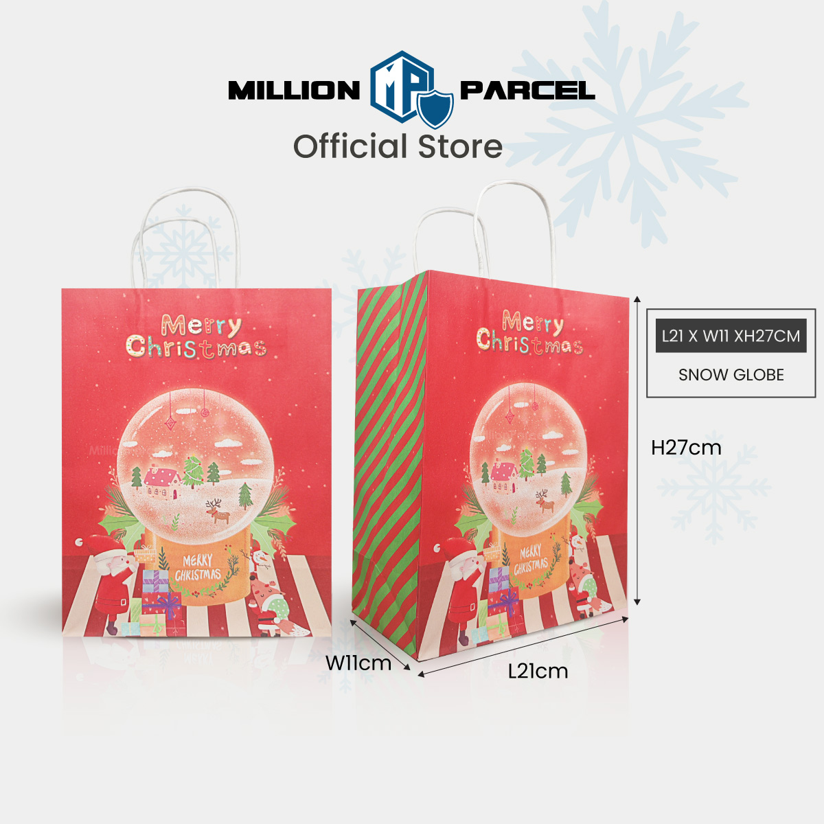 MillionParcel Christmas Paper Bag | Christmas Gift Bag | Christmas Bag | Gift Bags | Christmas Goodie Bag | Xmas Bag