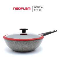 Neoflam Pote Wokpan - 26cm / 30cm │ Non-Stick Xtrema Ceramic Coating │ Silicone Rimmed Glass Lid