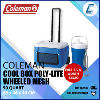 Coleman Cool Box 50QT Poly-lite Wheeled Mesh (FREE 1/2G Cooler )