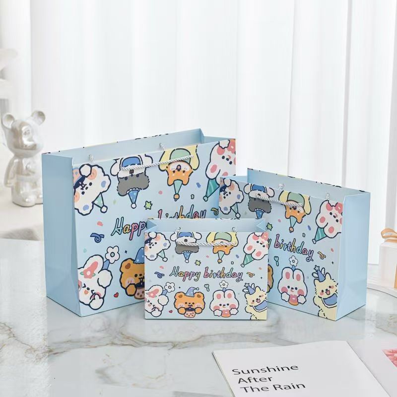 【SG】12pcs/set Cartoon Happy Birthday Thick Paper Bag Packaging Bag Party Bag Children Birthday Party Goodie Bags