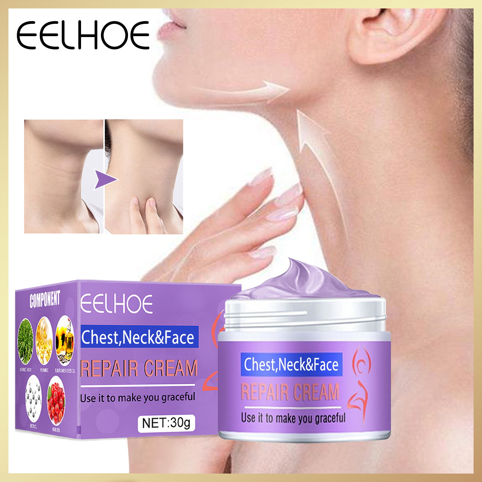 Eelhoe Chest Neck & Face Repair Cream Whitening Moisturizing Wrinkle