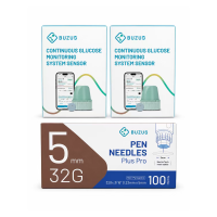 BUZUD CGM 2.0 Sensor | Glucometer | 15-Day Continuous Glucose Monitoring | 1-Minute Readings & App Connection | 1 or 2 Sensor Bundles
