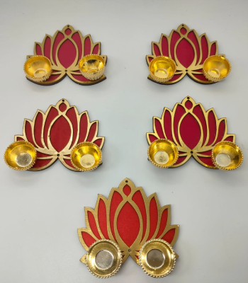 Traditional Decorative Lotus Designs Haldi kumkum Box | Roli Chawal Box Wedding | Rakhi Plate | Pooja (Pack of 1 Pc)