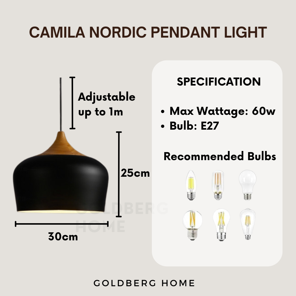 Camila Zaro Nordic Pendant Light Black and White- Living room Bedroom | Goldberg Home