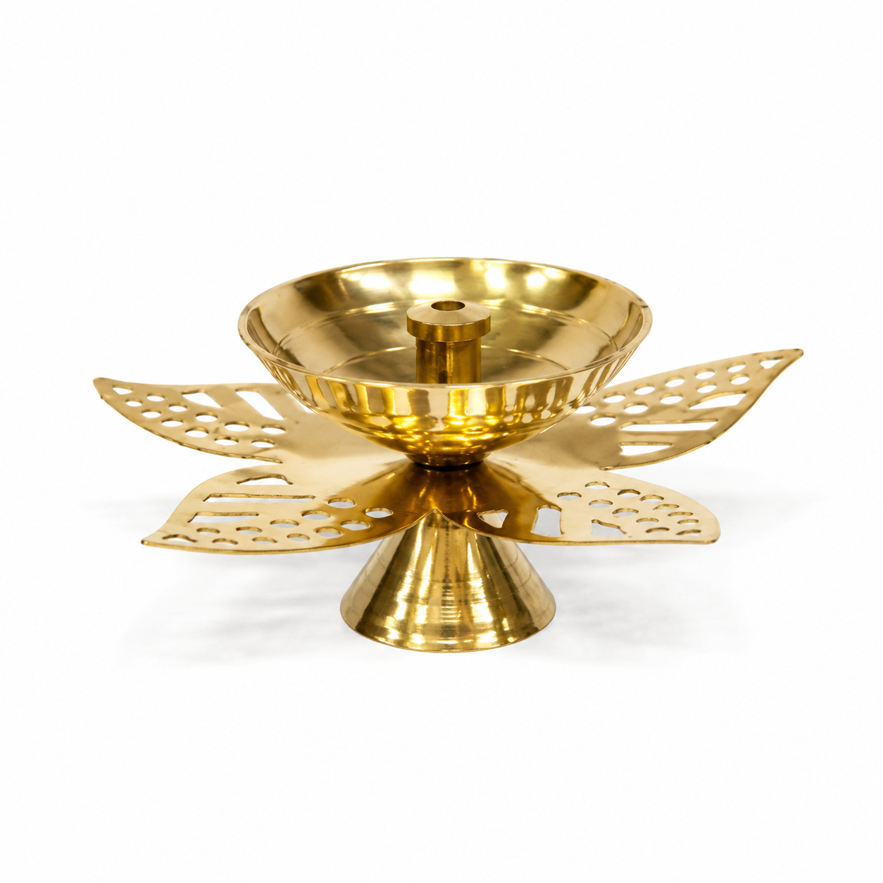 Handcrafted Brass Lotus Diya Oil Lamp for Pooja Room | Traditional Decorative Deepam | Home & Pooja Decor | Size - 3 x 1.5 Inch | Pack of 1 Pc