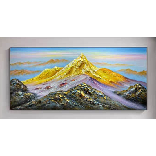 Handmade oil painting Jinshan Feng Shui painting light luxury three-dimensional abstract painting with frame
