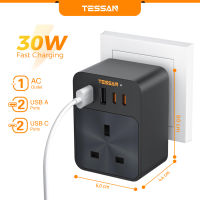 TESSAN Multi Plug Extension Plug USB Charger Extension Socket MultiPlug Adapter Portable Power Strip