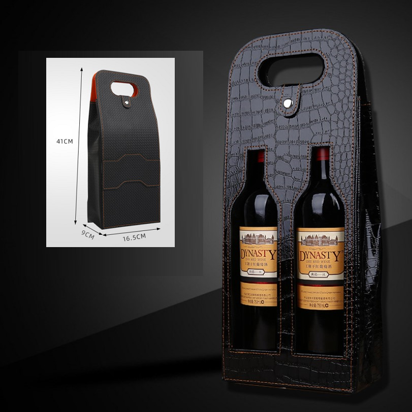Luxury Portable Pu Leather Wine Bags Red Wine Bottle Packaging Case Gift Storage Boxes bag Handle Bar Accessories