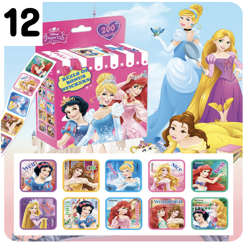 200Pcs Disney Stickers Removable Cartoon Frozen Mickey Sofia Princess Sticker Kids Girl Children Teacher Reward Stickers