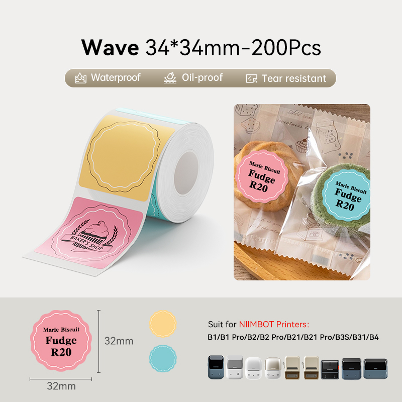 【Round Label】NIIMBOT B1/B1Pro/B2/B2Pro/B21/B21Pro/B3S/B31/B4 Round Label Sticker Waterproof Oil Proof Food Baking Thermal Label Paper