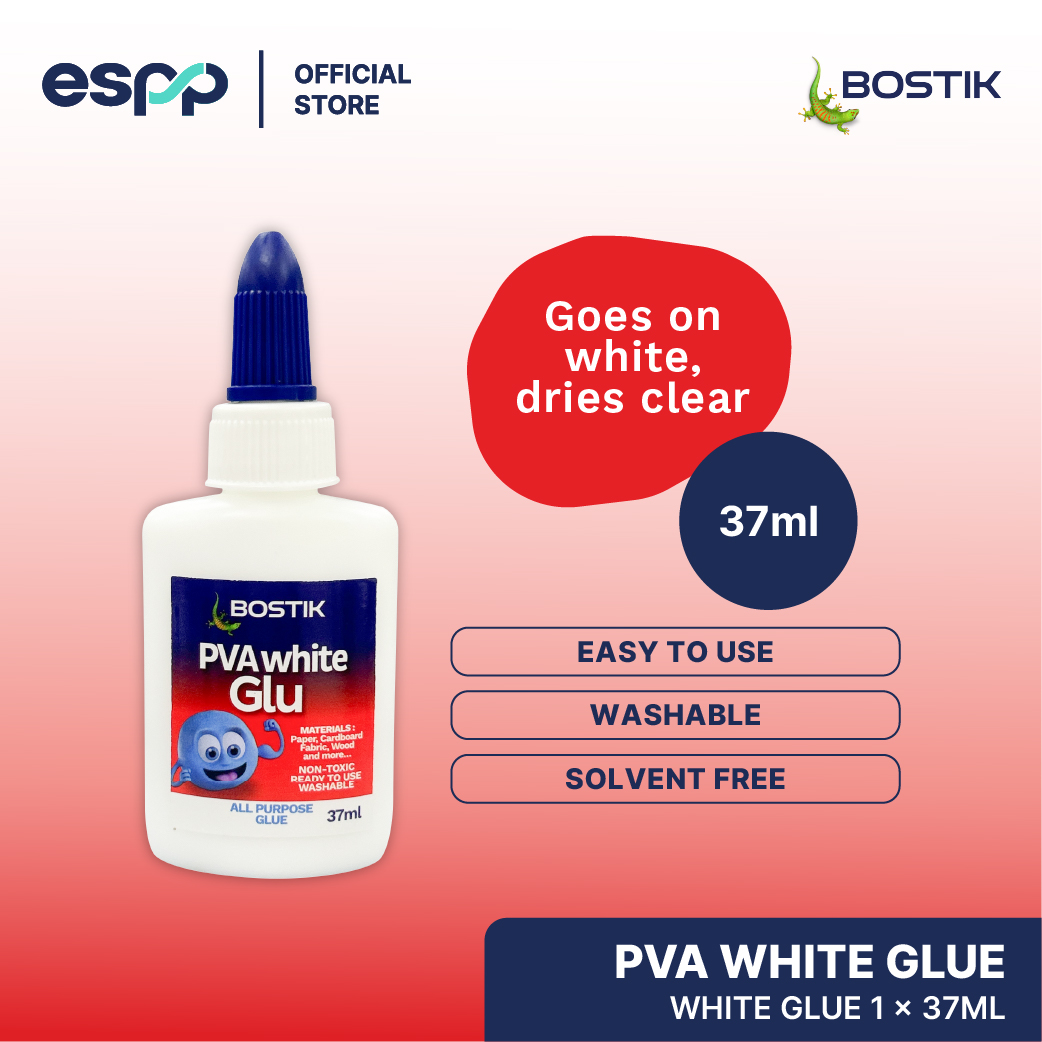 Bostik PVA White Glue Non-Toxic Clear Drying Multipurpose Adhesive (37/118ML)