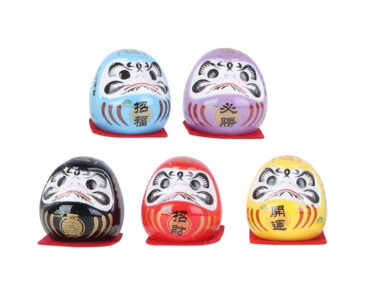 [Local Seller] Mini Daruma Lucky Luck 5pcs Fortune Cat Set Display Japanese Miniature Doll Desktop Ornaments