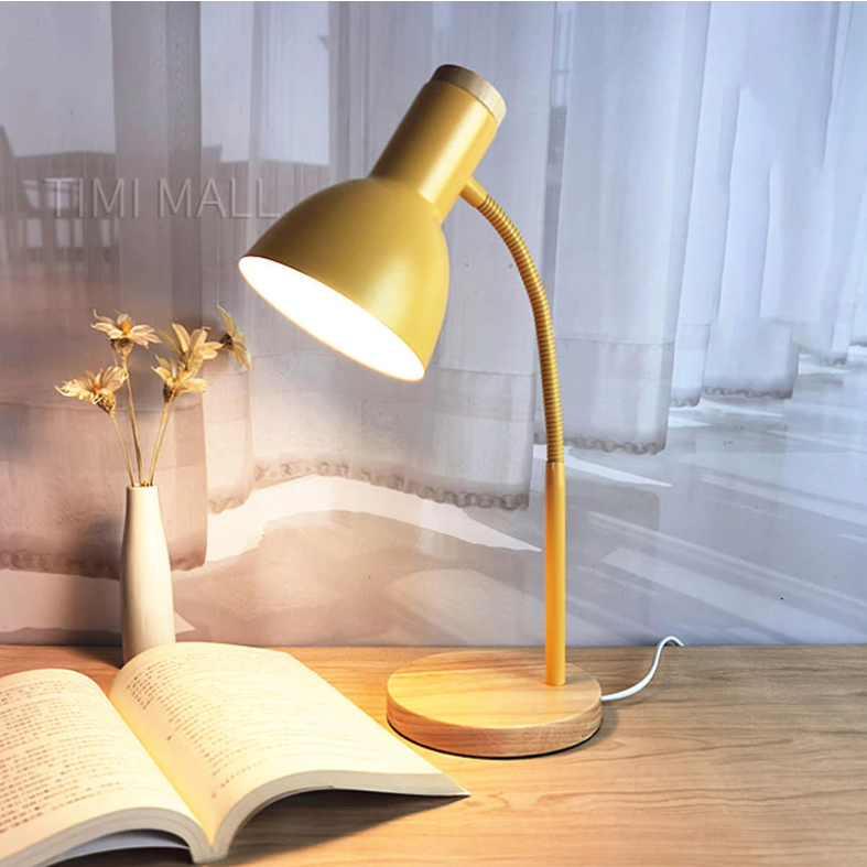 Nordic table lamp Reading light wooden base dimmable LED table lamp reading lamp