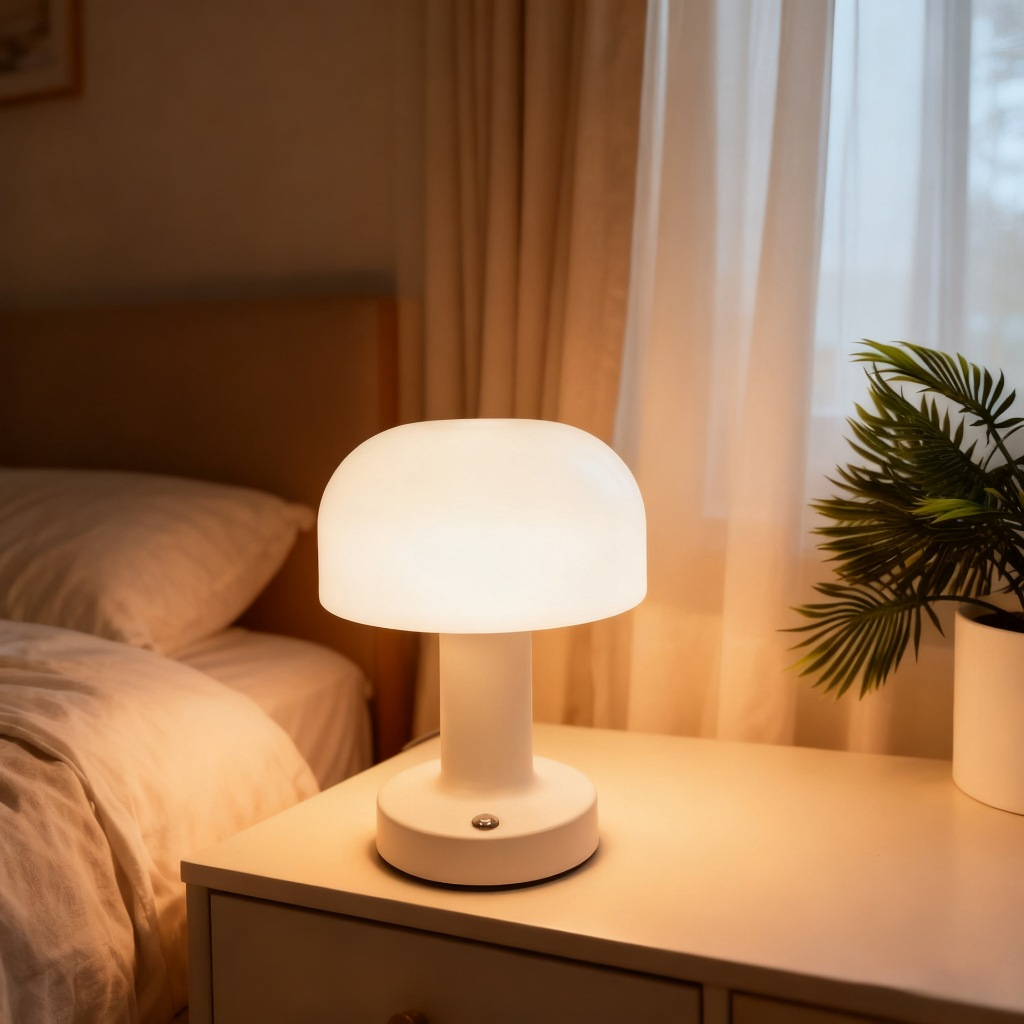 Mushroom Lamp Portable Wireless Touch Dimmable Rechargeable Table Lamp Bedroom Decoration Night Light for Living Room Outdoor Patio