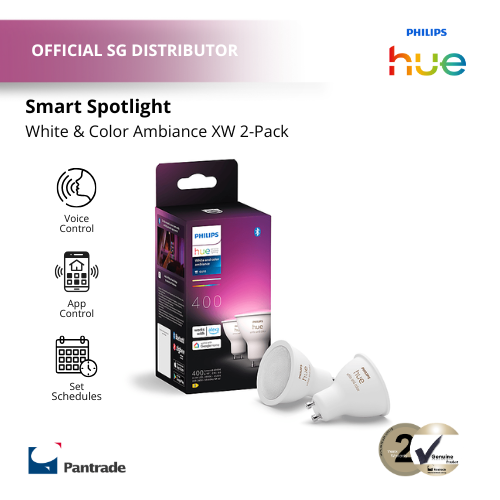 Philips Hue White Colour Ambiance 400 Lumen LED Smart Spotlight 4.2W Bulb Shape GU10 (Pack of 2)/Singapore/Local Warranty