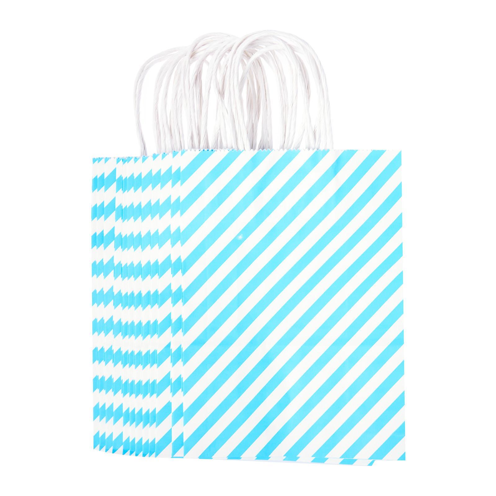 CGS Striped Kraft Paper Bag (15x20x8 CM) (Blue)