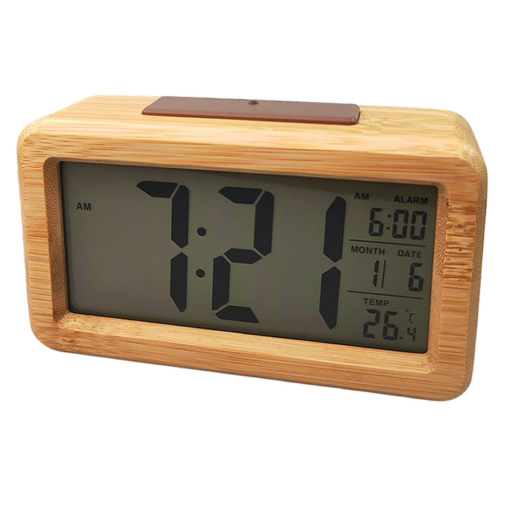 Digital Wooden Alarm Clock With Auto Backlight Display – FUNKY.sg