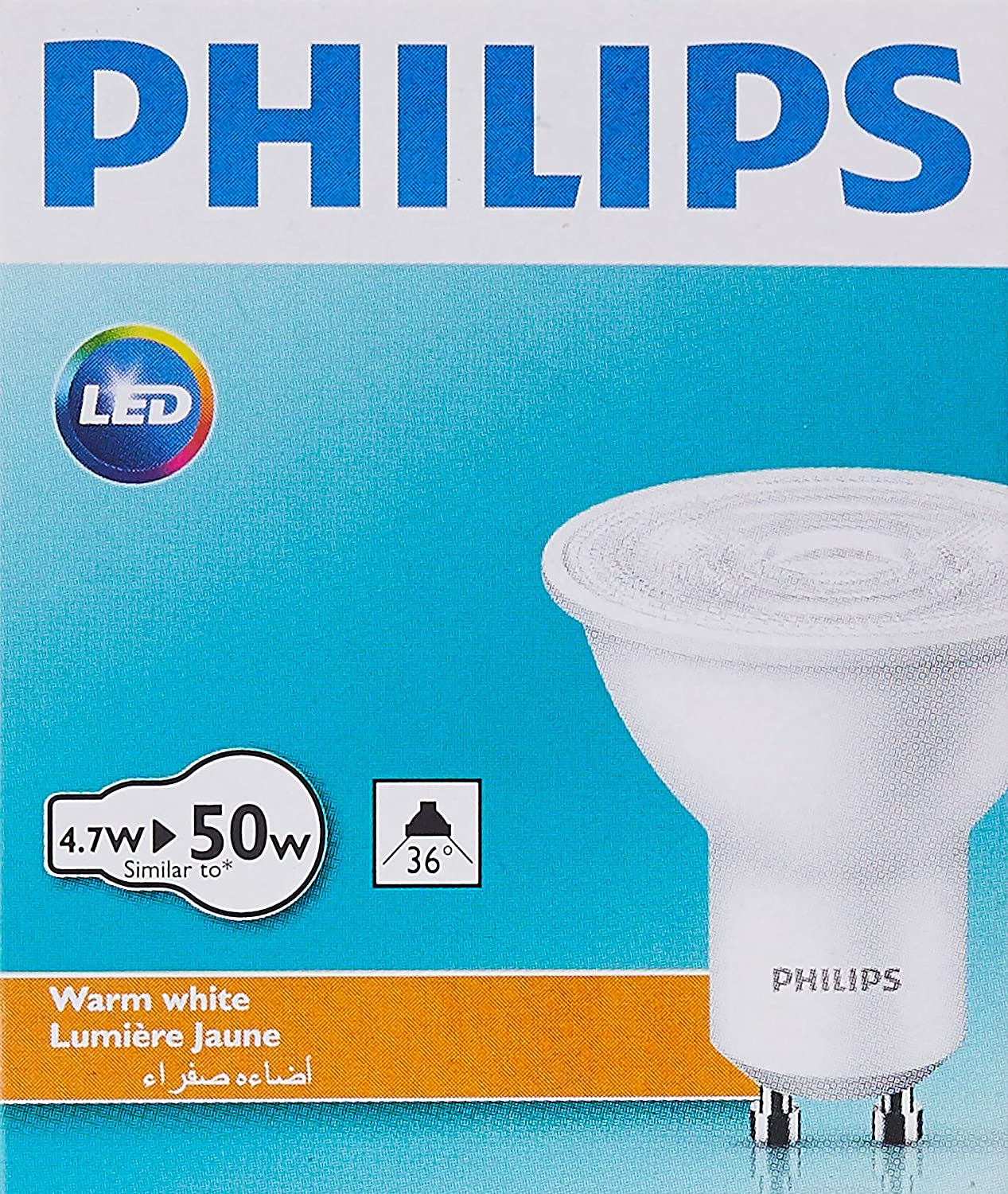 Philips 4.7w Essential GU10 Bulb for spotlight / tracklight (Bundle of 2)