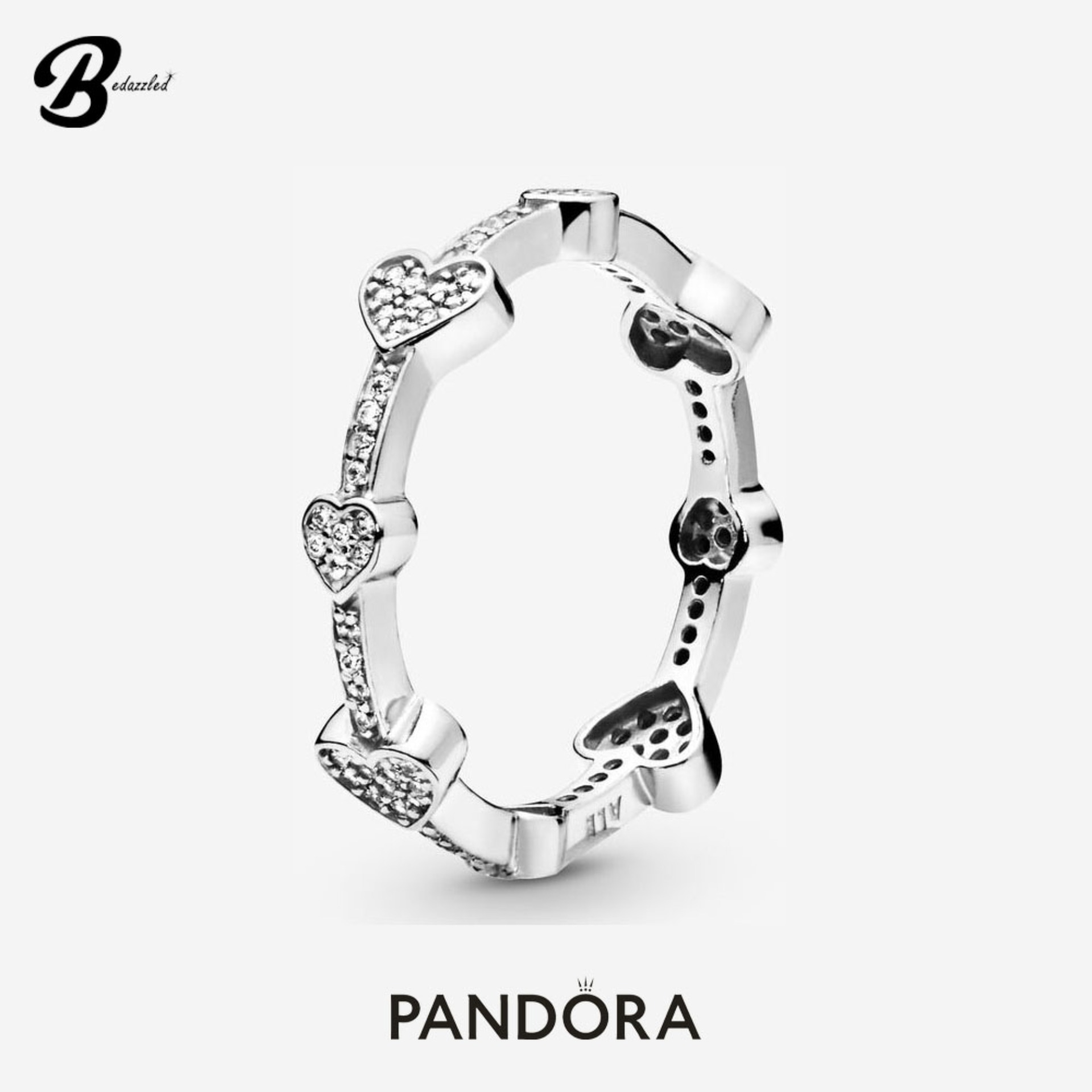 Pandora Pavé Hearts Band Ring 197729CZ