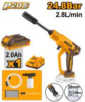 INGCO 20V CORDLESS PRESSURE WASHER | MAX 24.8BAR | CPWLI20362 CPWLI2036
