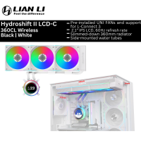 LIAN LI Hydroshift II LCD-C 360CL Wireless All-In-One Cooler UNI FAN CL wireless fans BLACK/WHITE (LL 3036 / LL 3037)