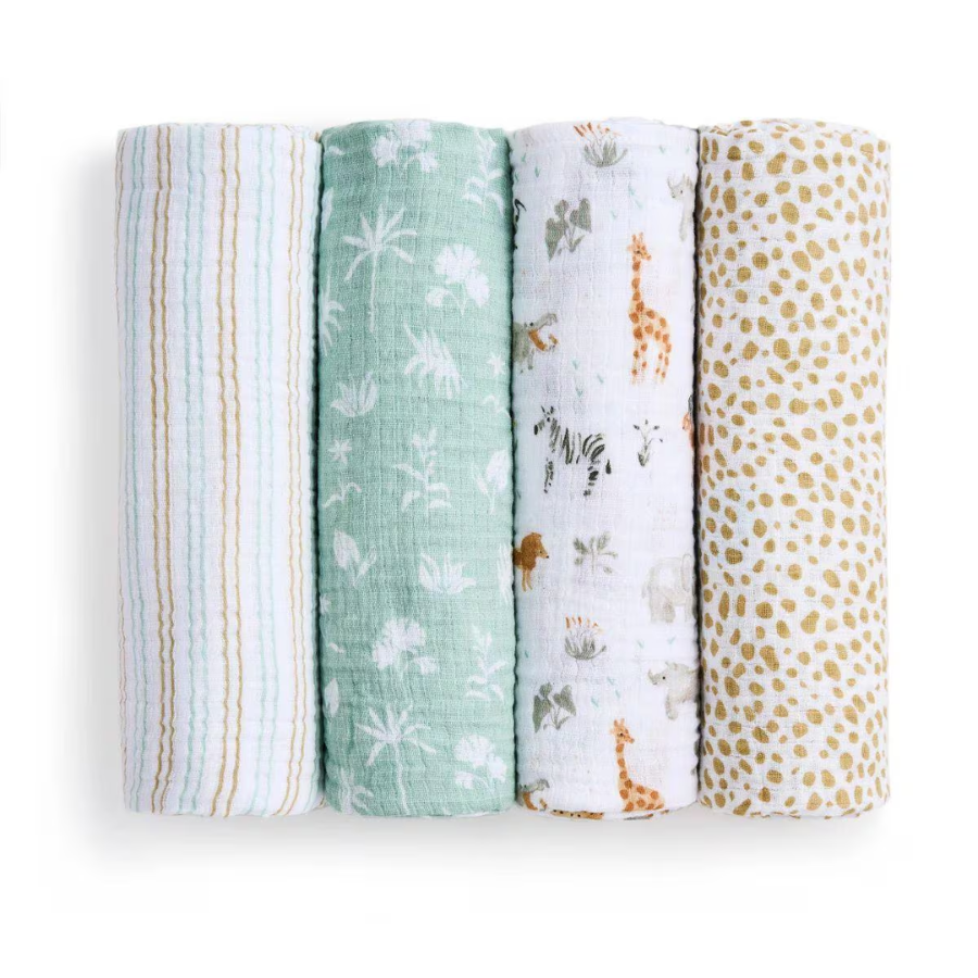 Aden + Anais Muslin Swaddle 4pk - Assorted Designs
