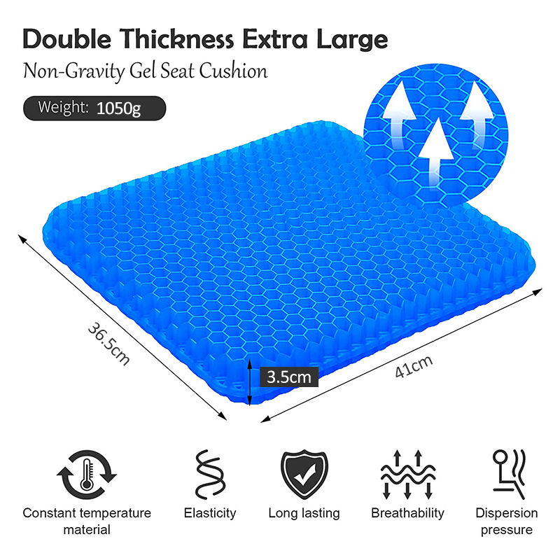 [SG Stock] Honeycomb Gel Seat Cushion With Cover Silicon Ice Gel Seat Cushion Cooling Mat Egg Support Non Slip Summer Ice Cool Pad Gel Chair Car Office Seat