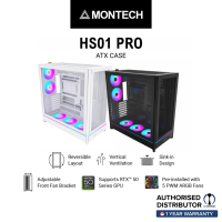 Montech HS01 / HS01 PRO ATX Mid-Tower Case – Reversible Layout Chimney Airflow Mesh or Glass Front ARGB Fans