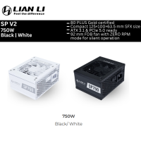 LIAN LI POWER SUPPLY SP750 v2 80 PLUS GOLD EFFICIENCY 750W Compact SFX psu ATX 3.1 & PCIe 5.0 ready (BLACK WHITE / LL 6015 LL 6022)