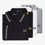 FRED PERRY Mens Polo Shirt Embroidered Short Sleeves