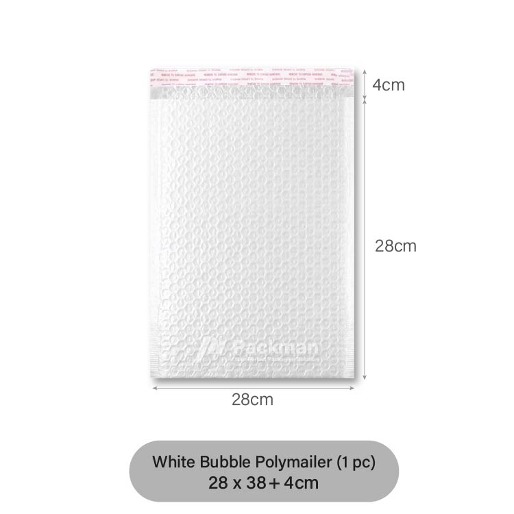 White Bubble Polymailer Built-In Cushion for Safer Delivery 10 pcs / 20 pcs | 12 sizes Water-Resistant Lightweight Secure