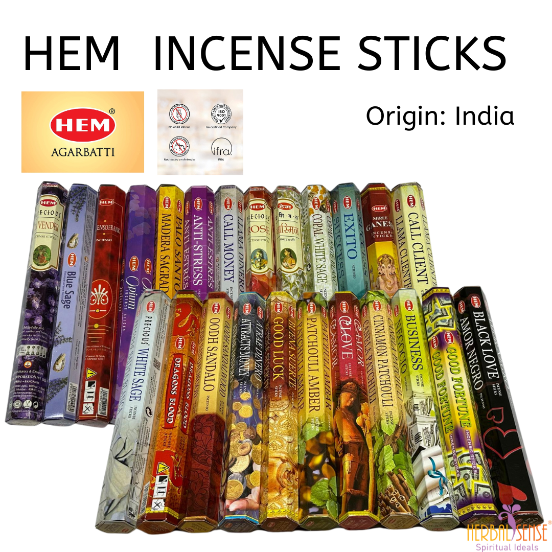 HEM Incense Sticks White Sage Palo Santo Blue Sage Sandalwood Attract Money De-stress Call Money Rose Dragon Blood Frankincense Many More