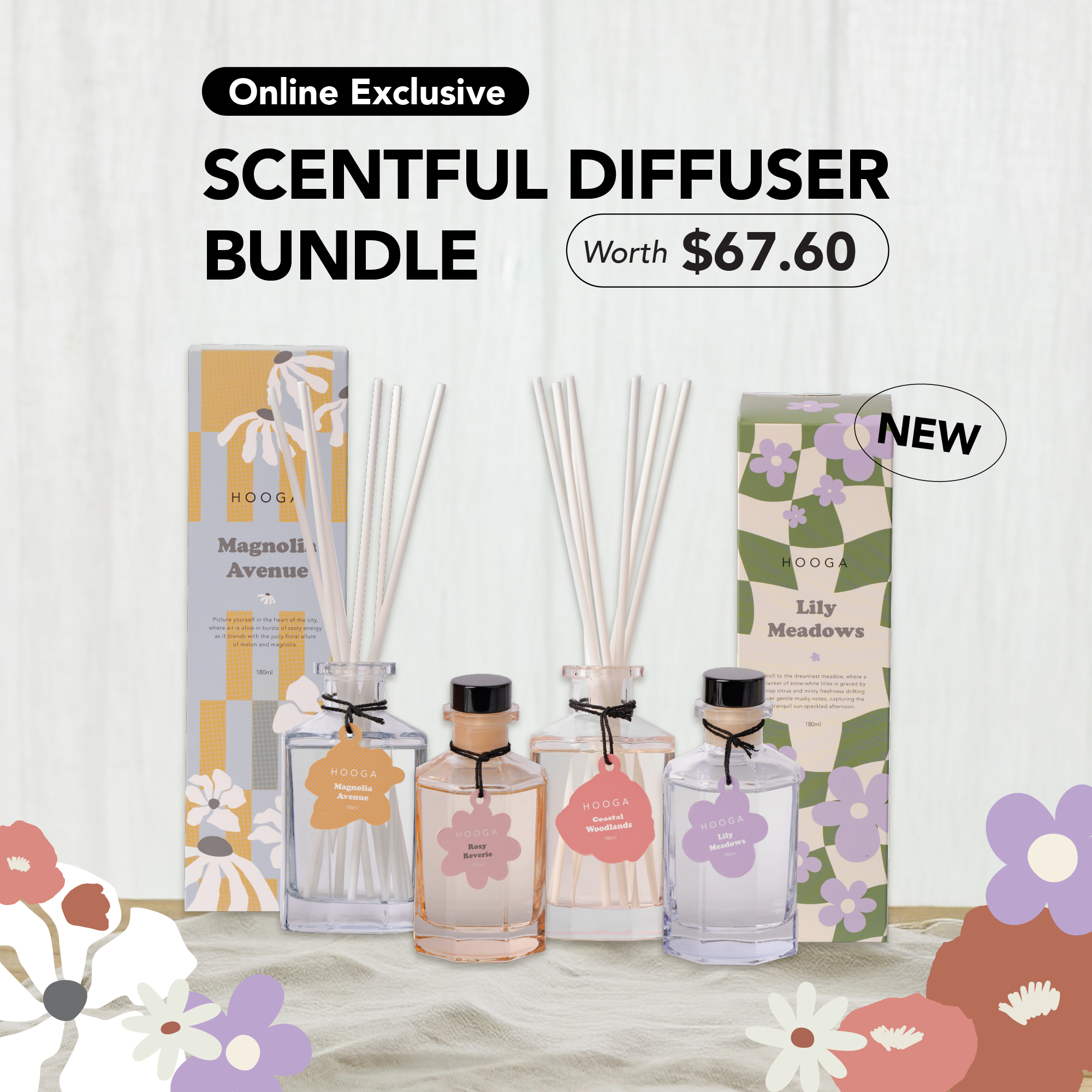 Hooga Scentful Diffuser Bundle (Worth $67.60)