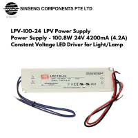 Mean Well LPV Power Supply (LPV-100) LPV-100-24 - 100.8W 24V 4200mA (4.2A) Constant Voltage LED Driver for Light/Lamp