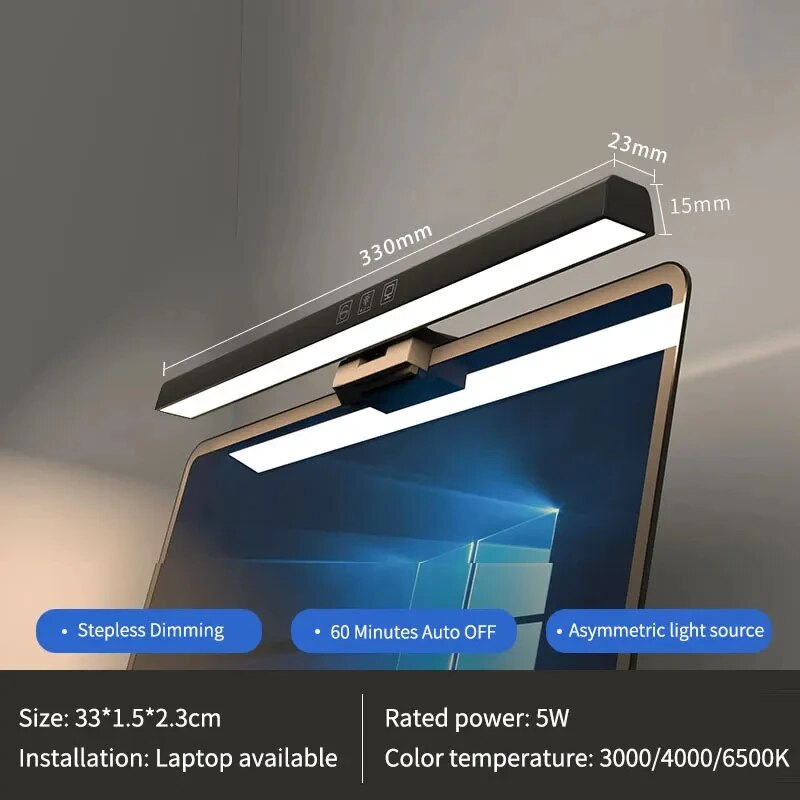 SG（Ready Stock)LED Desk Lamp Monitor Light Bar PC Computer Dimmable Screen Light 33cm 50cm Office Study Reading Hanging Table Lamp USB