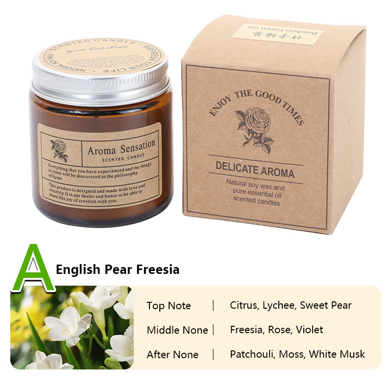 [SG Seller] Scented Candle Aroma Sensation great for birthday gift- Brown Bottle 100g / Dry Flower Handmade Natural Soy Aromatherapy Wax Fragrance