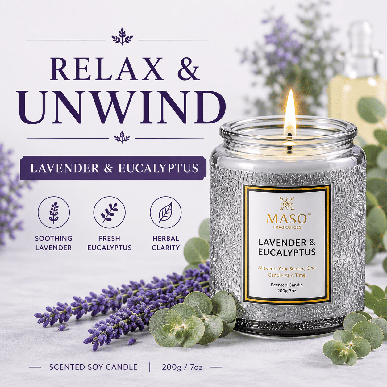 Scented Candle - Natural Soy Wax Hand Poured with Natural Essential Oil | Smokeless | Decorative Luxury Candle Jar | Perfect as Gift |