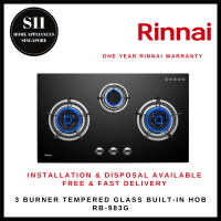 RINNAI RB-983G 3 BURNER TEMPERED GLASS BUILT-IN HOB - READY STOCKS & DELIVER IN 3 DAYS *INSTALLATION AVAILABLE