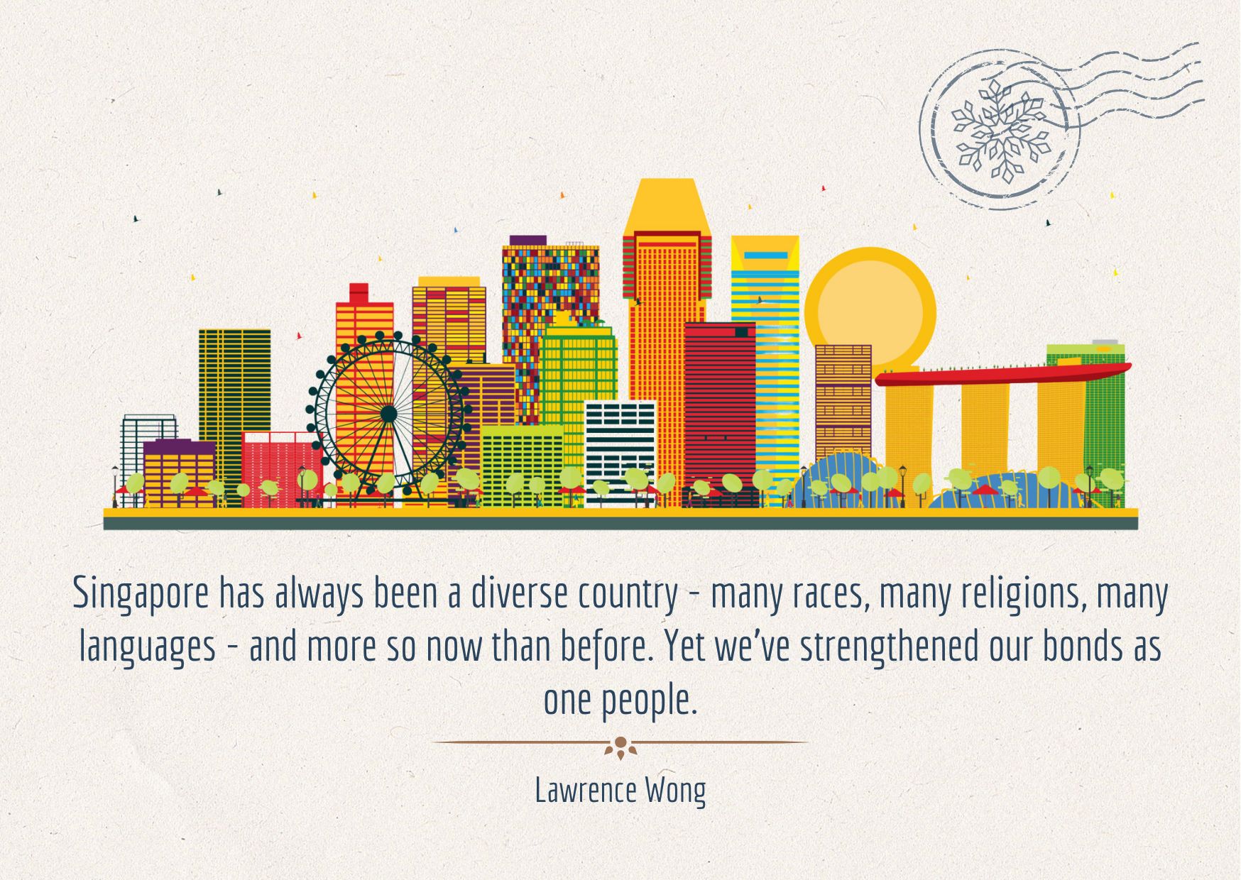 Motivational Card - Postcard Size - With a Beautiful background picture of Singapore neighborhood.