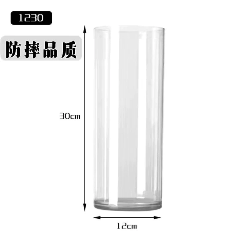 Acrylic Vase Transparent Stripe Cylinder Rectangle Flower Arrangement Antifragile Plastic