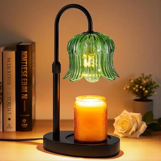 Modern Metal Candle Warmer Lamp with Timer & Brightness Control Adjustable Flameless Safety Cylindrical Decorative for Home Decor & Relaxation Amber-Scented Jar Candle Warmer Lamp