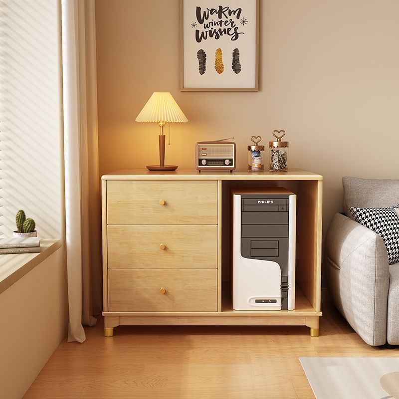 Solid Wood Storage Cabinet – Large-Capacity Bedside Table for Bedroom, Living Room & Study